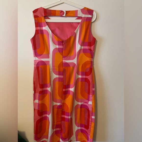 Julian Taylor New York Vibrant Pink and Orange Geometric Dress - Picture 2 of 9